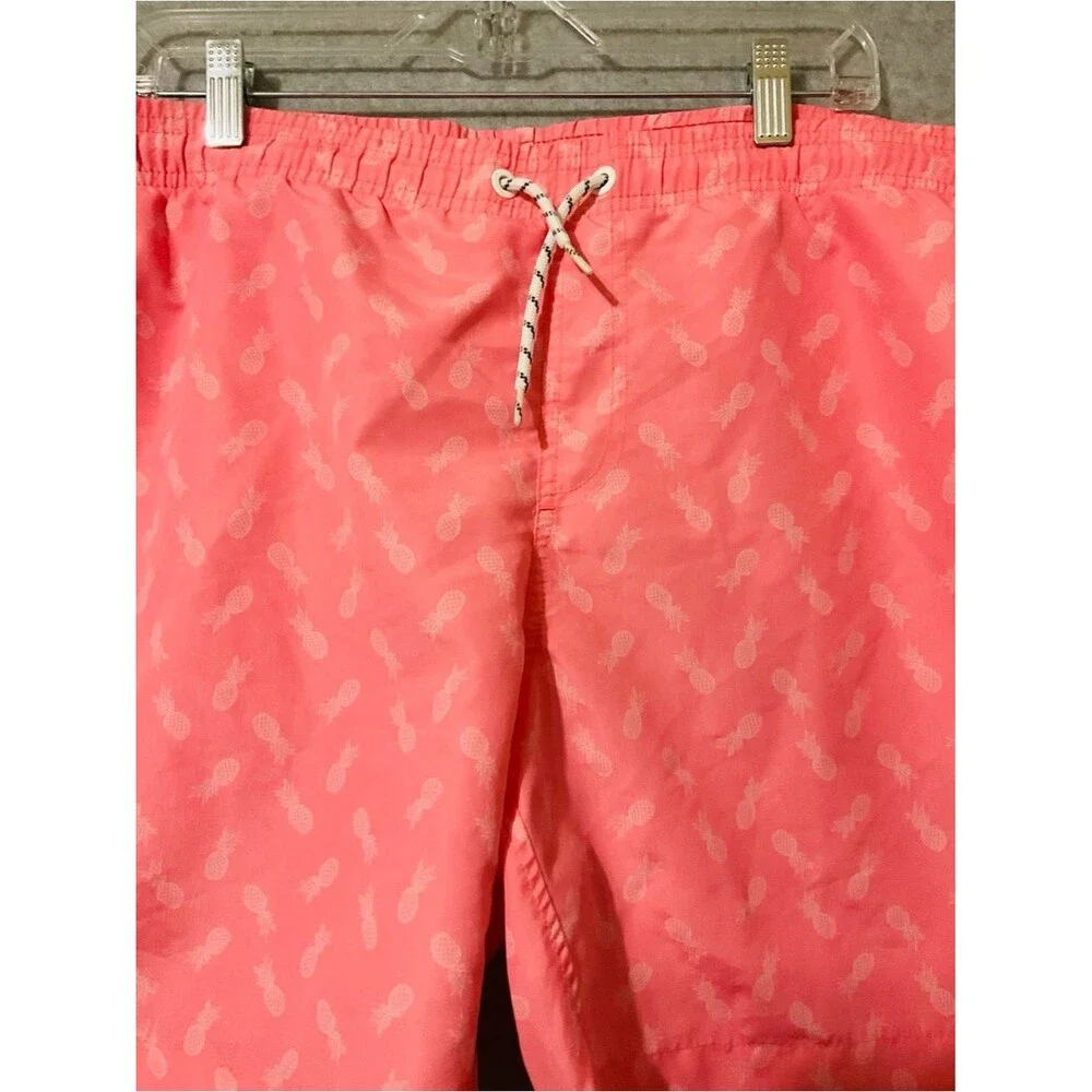 Maamgic Men's Pink Swim Trunks with Pineapple Motif Sz M